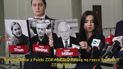 Biedroń, Spurek, MIller...  łącznie 9 antypolskich europOsł&oacute;w z Polski ZDRADZIŁO Polskę na rzecz Brukseli (23.11.2023)
