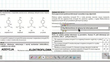 ZADANIE 24 I 25 CKE 2020 CZERWIEC(MAJ) ADDYCJA ELEKTROFILOWA I REG MARKOWNIKOWA.  Olejek eteryczny otrzymywany z majeranku zawiera m. in.  substancje,