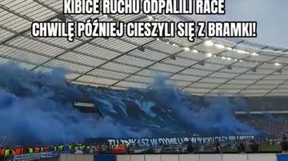 Kibice Ruchu odpalili race Chwilę później cieszyli się z bramki!