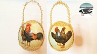 Pisanka decoupage KURKI W KOSZYCZKU [EASTER EGG CHICKENS IN THE BASKET] -Pomysły plastyczne DiY