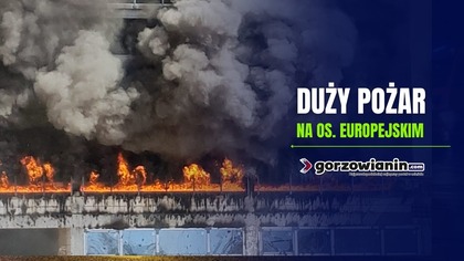 Pożar na budowie bloków na os.  Europejskim w Gorzowie.  Dym było widać z kilku kilometrów