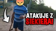 MĘŻCZYZNA Z SIEKIERĄ ATAKUJE MOTOCYKLISTE