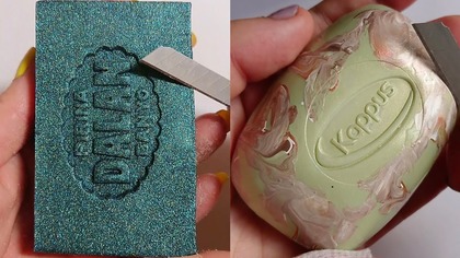 Soap Carving ASMR Relaxing Sounds no talking Satisfying ASMR Video #soapcarving #soapcuttingvideo