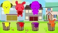 Colors bucket challenge with little sheep and bunnies fun for kids