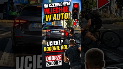 Rowerzysta uciekł po kolizji.  Kierowca dobrze go zatrzymał?  #rower #kolizja #prawo
