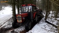 JAK C-360 Z NAPĘDEM RADZI SOBIE W LESIE? Sześćdziesiątka 4x4 z przyczepą leśną, zrywka kłody