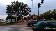 Powódź w Łódź i cofajacy tramwaj .
