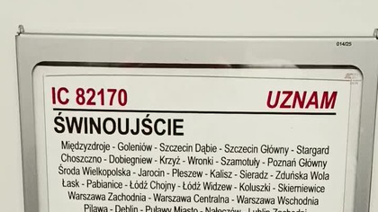 IC 82170 Uznam że Świnoujścia do Chełma przez Stargard, Poznań - i Warszawę, gdzie ja wysiadam
