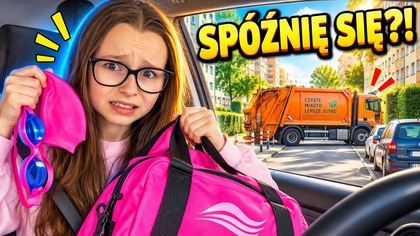 ŚMIECIARKA ZAGRODZIŁA NAM DROGĘ DO SZKOŁY  Czy zdążę na basen?  Daily Vlog 16 paździenika