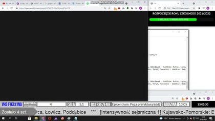 Wczesne ostrzeżenie przed trzęsieniem ziemi około 13:05 w dniu 26 sierpnia 2021 roku