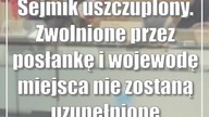 Sejmik uszczuplony.  Zwolnione przez posłankę i wojewodę miejsca nie zostaną uzupełnione