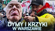 ZADYMA I PETARDY NA PROTEŚCIE.  CENTRUM WARSZAWY SPARALIŻOWANE PRZEZ ZWIĄZKOWCÓW: RZĄD NAS SPRZEDAŁ