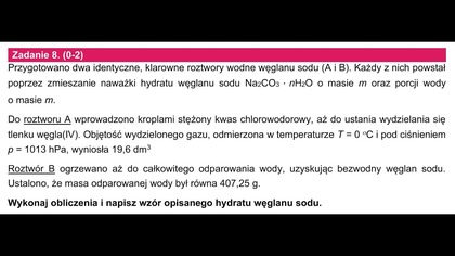 HYDRATY, ROZPUSZCZALNOŚĆ, ROZTWORY | Zadanie 8 UJ 2025 Marzec