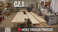 Cz1 Stół rustykalny z szerokich fosztów dębowych z drewnianymi nogami, przygotowanie blatów