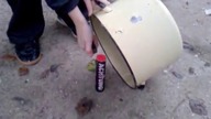 achtung firecracker explodes under pot