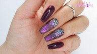 Violet Winter snowflakes nails art / Eveline Cosmetics