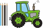 Tractor Drawing | excavator, truck, bulldozer - Video for kids | Traktor rysunek i Kolorowanka bajka