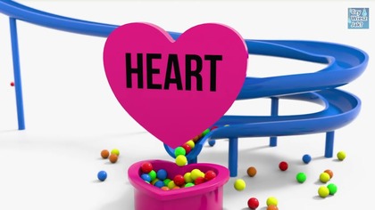 Shapes with colorful balls on slide