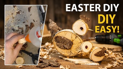 Jak zrobić kurkę i kurczaka z plasterków drewna - Pomysły Plastyczne DiY