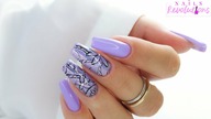 Violet sheer flowers nails art tutorial step by step / Allepaznokcie Molly Lac