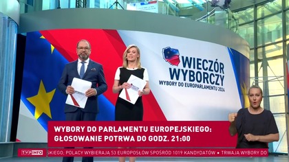TVP Info - Wieczór wyborczy - Wybory do Parlamentu Europejskiego - początek (09. 06. 2024)