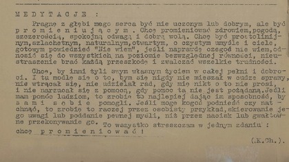 [284] Medytacja: CHCĘ PROMIENIOWAĆ (1926) K.  Chobot + piosenka