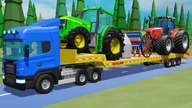 Brand New Tractor from the Factory - I Transport Agricultural Machines on a Long Tow Truck