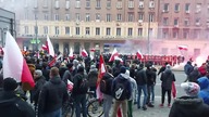 Blokada Policji na Marszu Niepodległości 2020 przy rondzie De Gaullea w Warszawie