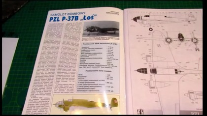 Cardboard model of the Polish PZL P-37 ŁOŚ aircraft manufacturer Mały Modelarz 1/33 review