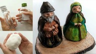 Dwie buteleczki zmieniły się w dwie postacie: oto dziad i baba. Jak zrobić?Recykling art.DIY