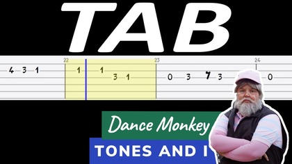  Dance Monkey (Tones and I) - melodia TAB (gitara)  NUTY W OPISIE 