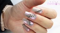 Gray florar nails art tutorial / Cuccio