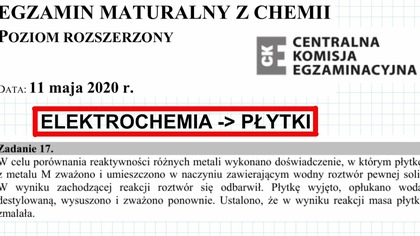 ZADANIE 17 CKE 2020 CZERWIEC(MAJ) ELEKTROCHEMIA PŁYTKI #chemia