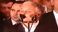 Lech Kaczyński w Gruzji - przem&oacute;wienie na wiecu w sierpniu 2008