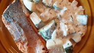 Łosoś podany z cukinią w mascarpone