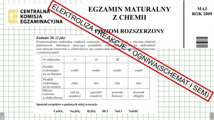 ZADANIE 20 21 22 CKE 2009 MAJ ELEKTROLIZA REAKCJE + SKRÓCONE ZASADY ZAPISU.  #chemia #chemistry