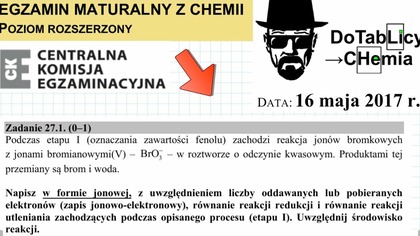 Oznaczanie zawartości fenolu w ściekach przemysłowych możne przebiegać w kilku etapach ZADANIE 27. 1 CKE 2017 MAJ REDOKS