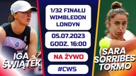 ŚWIĄTEK & SORRIBES TORMO - LIVE - 1/32 FINAŁU - WIMBLEDON - 16:00 - 05. 07. 2023