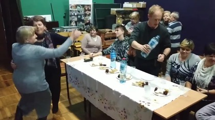 Próba widowiska Poprawiny w domu kultury w Markuszowie