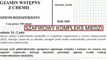 NIEBIESKI SZAFIROWY ROZTWÓR WZÓR PÓŁSTRUKTURALNY.  ZADANIE 24 AM 2009 #chemia