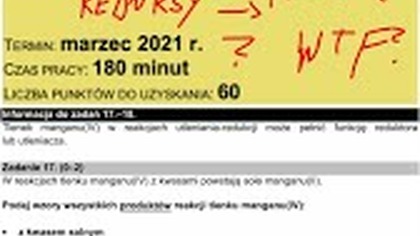 ZADANIE 17 CHEMIA CKE 2021 MARZEC REDOKS PRODUKTY?