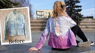 DIY kurtka jeansowa ombre z jednorożcem
