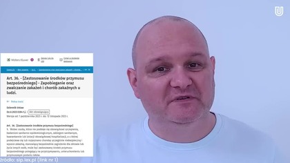 Zastosowania środk&oacute;w przymusu bezpośredniego przy szczepieniu i leczeniu.  Analiza artykułu 36