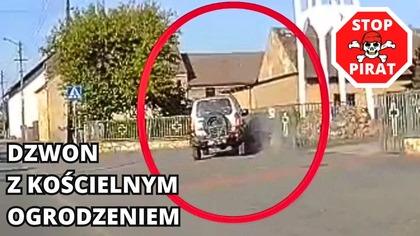 Pijany ojciec przydzwonił w mur kościoła w Rozmierce.  STOP PIRAT