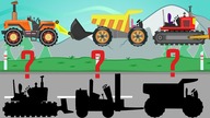 Guess the vehicles and match the cabins - Kids Guessing Game | Traktory i Koparki dla dzieci 