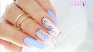 Violet flowers nails art tutorial step by step / Allepaznokcie Molly Lac