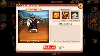 King of Pirates Pirate War Lv 63 Fallen Monk Pirates Urouge