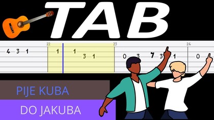  Pije Kuba do Jakuba - melodia TAB (gitara)  TABY I NUTY W OPISIE 