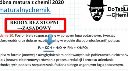 P4+KOH+H2O=PH3+KH2PO2 BEZ STOPNI.  REDOX(MATURALNY CHEMIK 2020) #Chemia