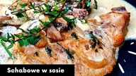 Schabowe w sosie śmietanowo pieczarkowym.